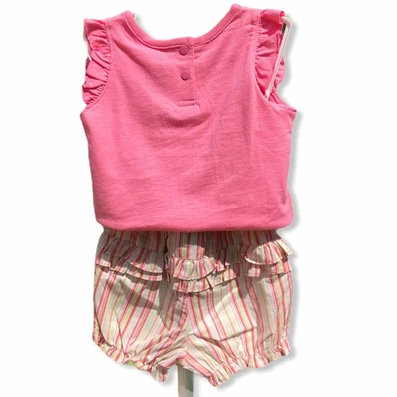 NWT 24 Month Embroidered Flower Butterfly Tee Striped Panty Toddler Infant Girls - Picture 2 of 10